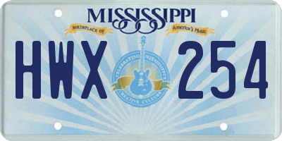 MS license plate HWX254