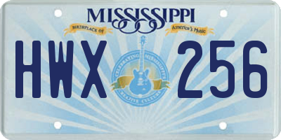 MS license plate HWX256