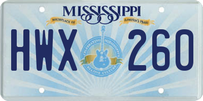 MS license plate HWX260