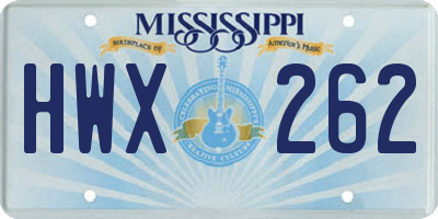 MS license plate HWX262