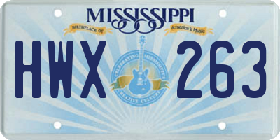 MS license plate HWX263