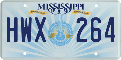 MS license plate HWX264