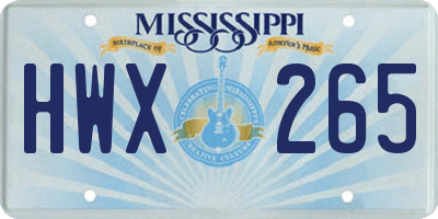 MS license plate HWX265