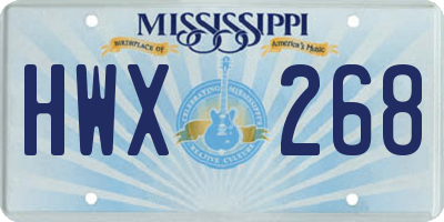 MS license plate HWX268