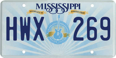 MS license plate HWX269