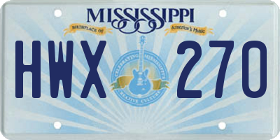 MS license plate HWX270