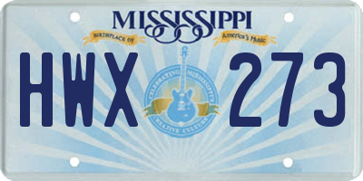 MS license plate HWX273