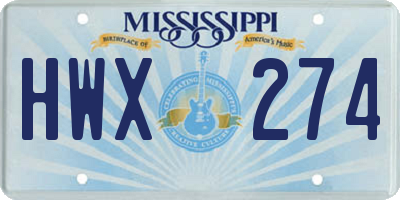 MS license plate HWX274