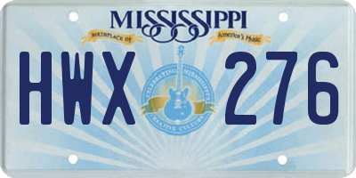 MS license plate HWX276