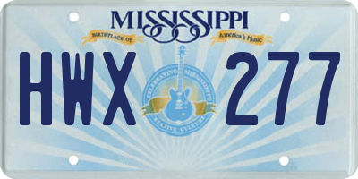 MS license plate HWX277