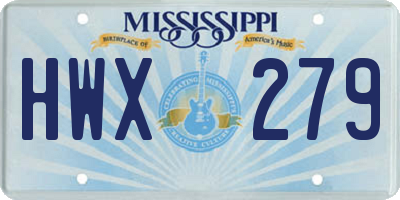 MS license plate HWX279
