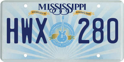 MS license plate HWX280