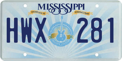 MS license plate HWX281