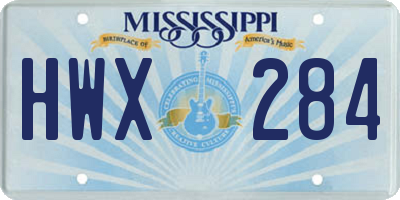 MS license plate HWX284