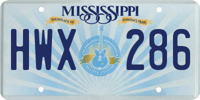 MS license plate HWX286
