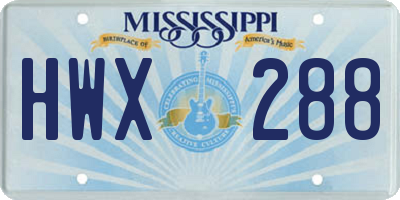 MS license plate HWX288