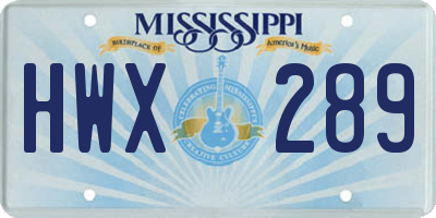 MS license plate HWX289