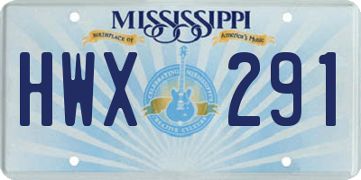 MS license plate HWX291