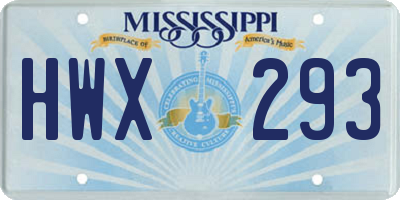 MS license plate HWX293