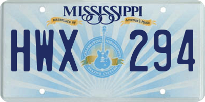 MS license plate HWX294