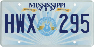 MS license plate HWX295