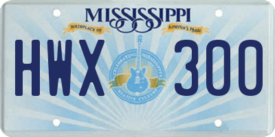MS license plate HWX300