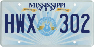 MS license plate HWX302