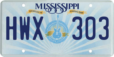 MS license plate HWX303