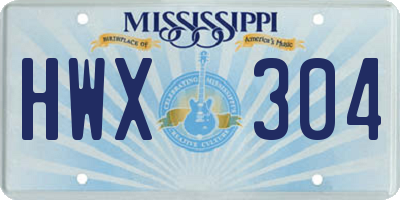 MS license plate HWX304