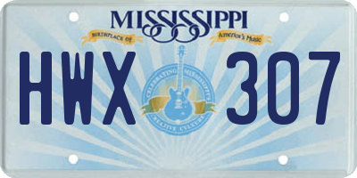 MS license plate HWX307