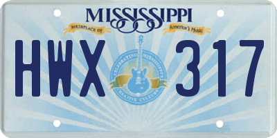 MS license plate HWX317