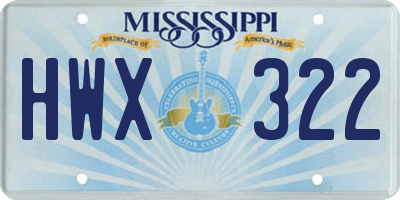 MS license plate HWX322