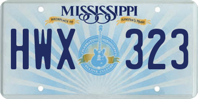 MS license plate HWX323