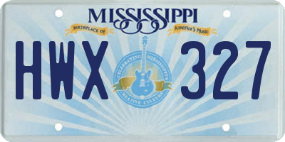 MS license plate HWX327