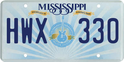 MS license plate HWX330