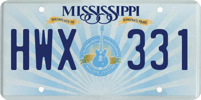 MS license plate HWX331