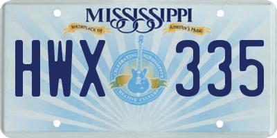 MS license plate HWX335