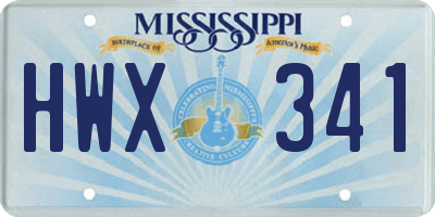 MS license plate HWX341