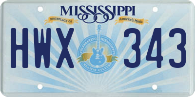 MS license plate HWX343