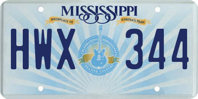 MS license plate HWX344