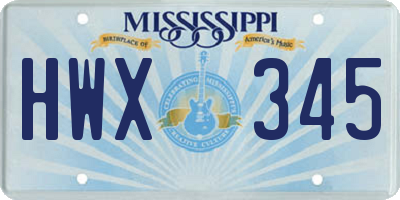 MS license plate HWX345
