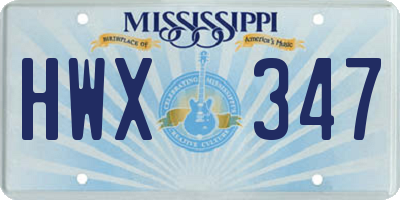 MS license plate HWX347