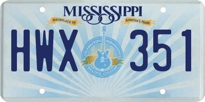 MS license plate HWX351