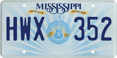 MS license plate HWX352