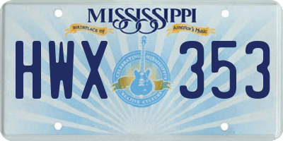 MS license plate HWX353