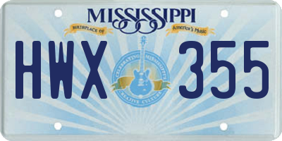 MS license plate HWX355