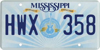 MS license plate HWX358