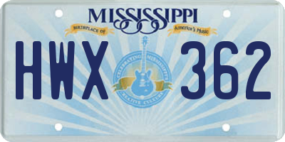 MS license plate HWX362