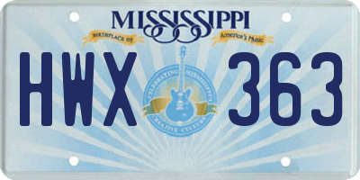 MS license plate HWX363