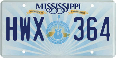MS license plate HWX364